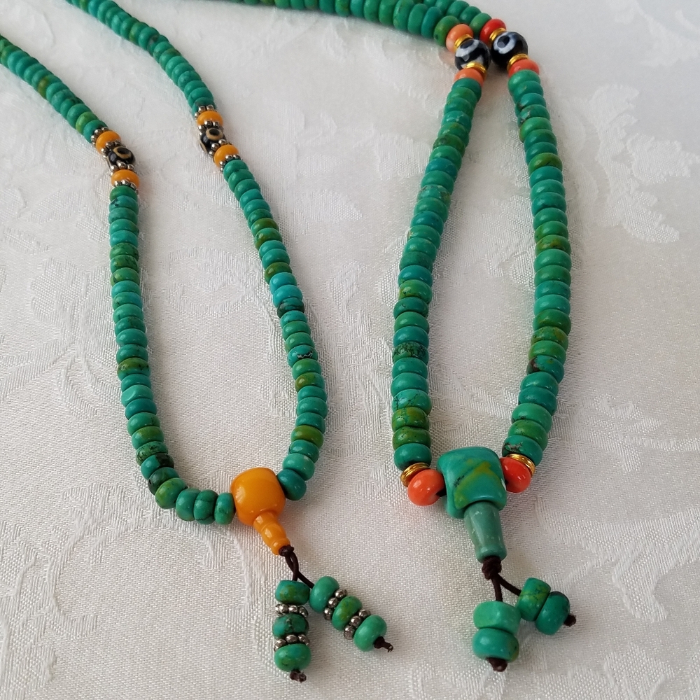 Two Green Beads Necklaces